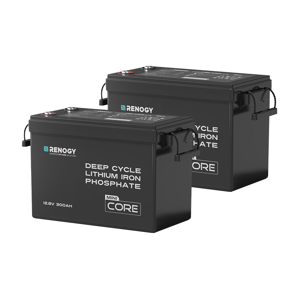 Renogy Core Mini - 12V 300Ah Batteria al Litio LiFePO₄ - 2 Pezzi