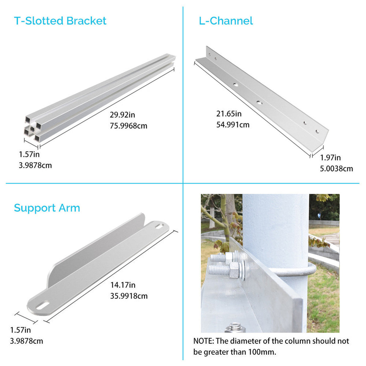 69.6cm Pole Mount Support For Solar Panel
