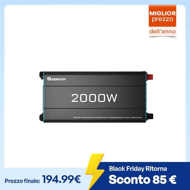Inverter 12V a Onda Sinusoidale Pura – 1000W / 2000W / 3000W | Convertitore di Corrente per Camper, Barca e Sistemi Solari
