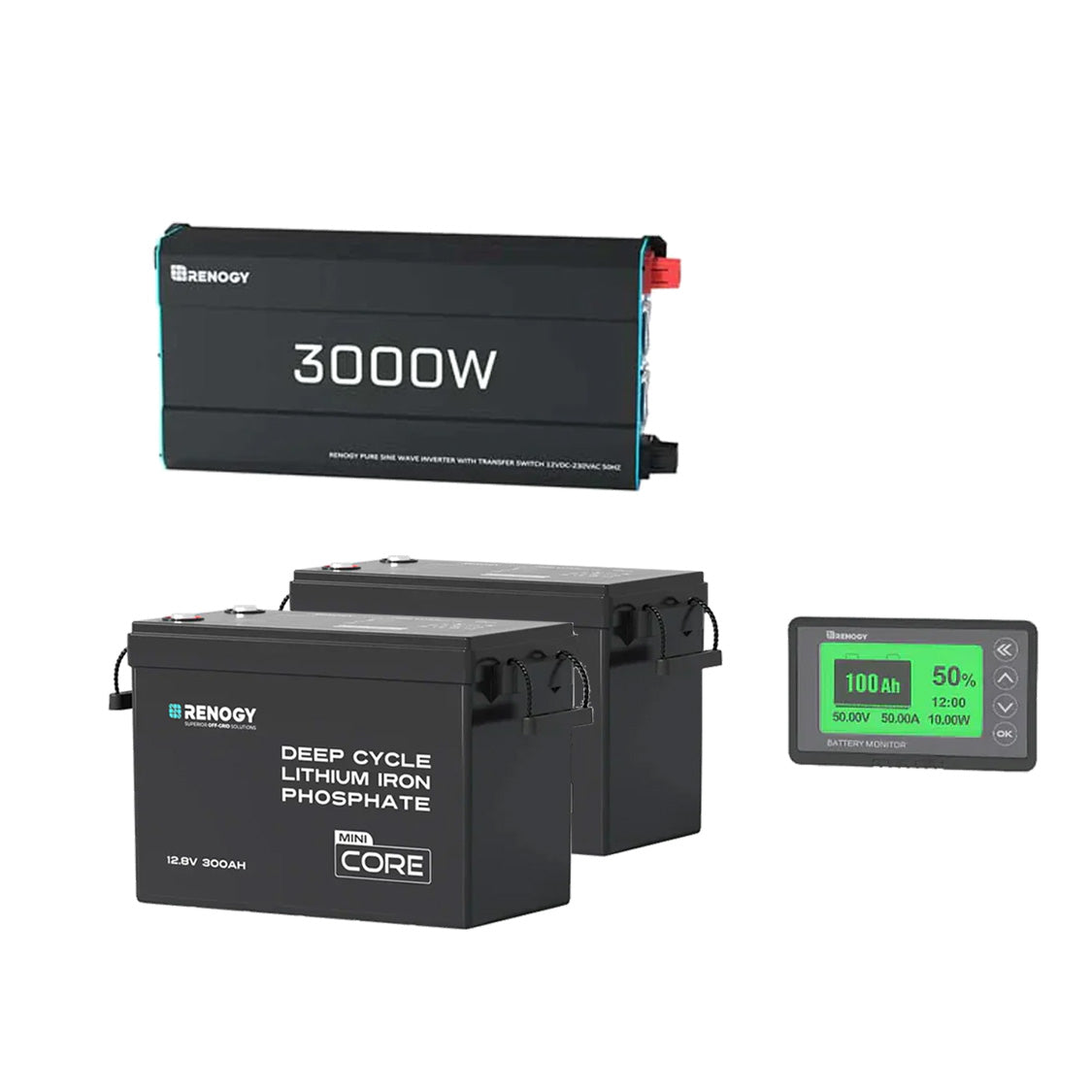 Renogy Kit Off-Grid da 7,68kWh | Inverter Solare 3000W, Battaria 300Ah*2