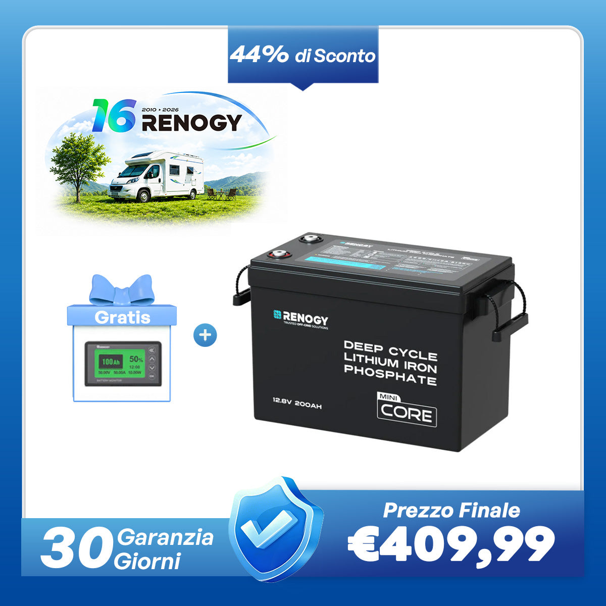 Core Mini - 12V 100Ah / 200Ah / 300Ah Batteria al Litio LiFePO₄