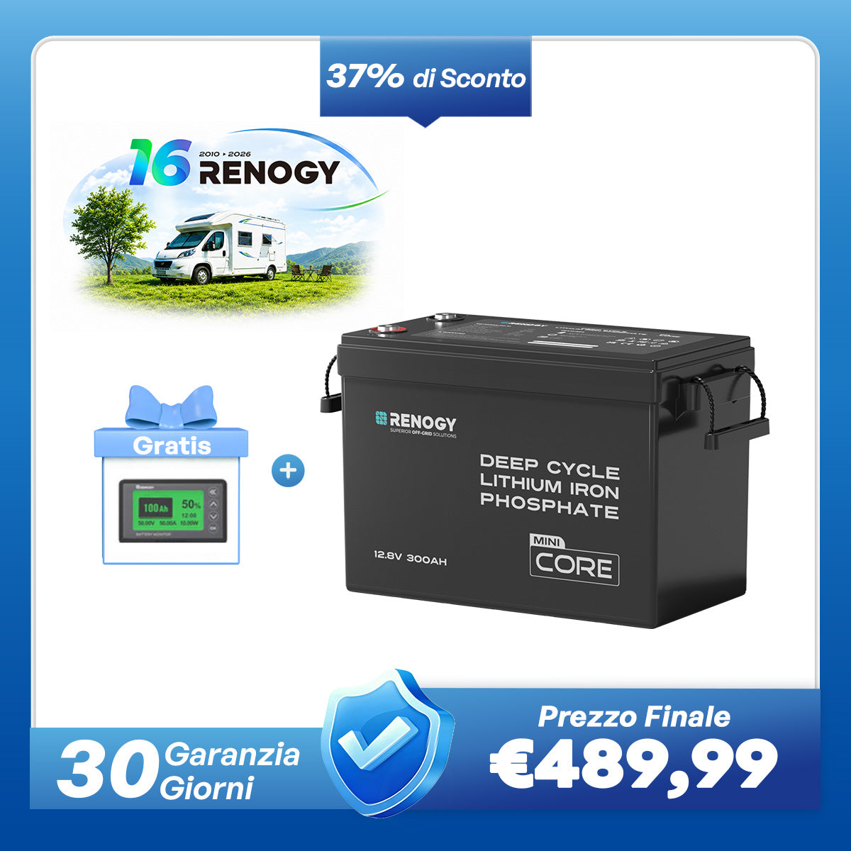 Core Mini - 12V 100Ah / 200Ah / 300Ah Batteria al Litio LiFePO₄