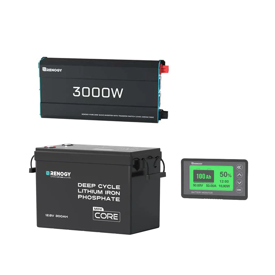 3,84 kWh Kit Energia | Batterie LiFePO4 da 300Ah, Inverter Solare da 3000W, Ideale per Camper e Siti Isolati