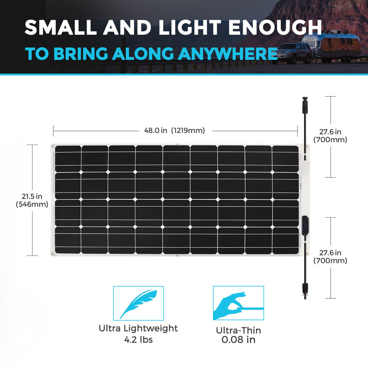 100 Watt 12 Volt Flexible Monocrystalline Solar Panel