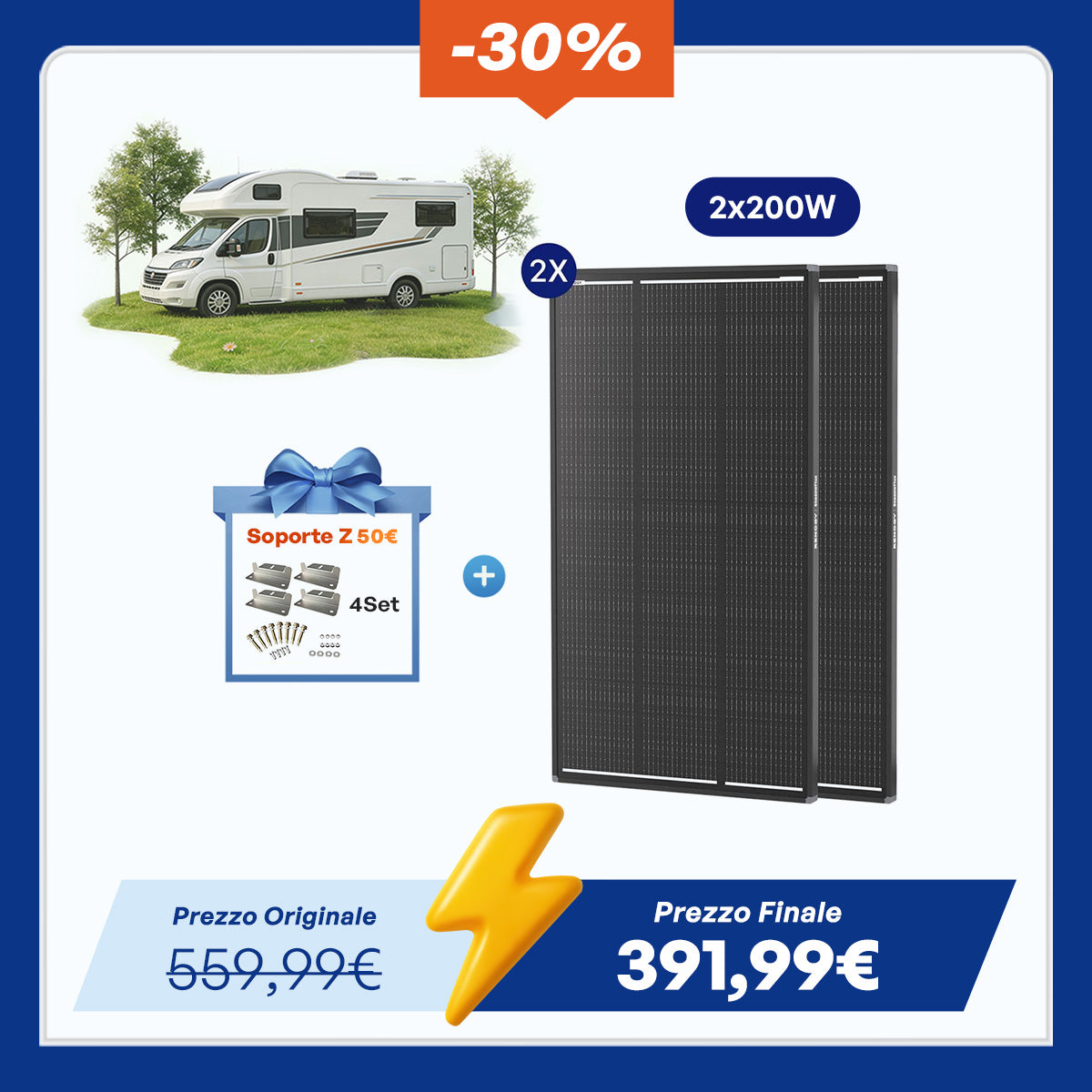 ShadowFlux 12V 200W Pannello Solare Anti-Shadow
