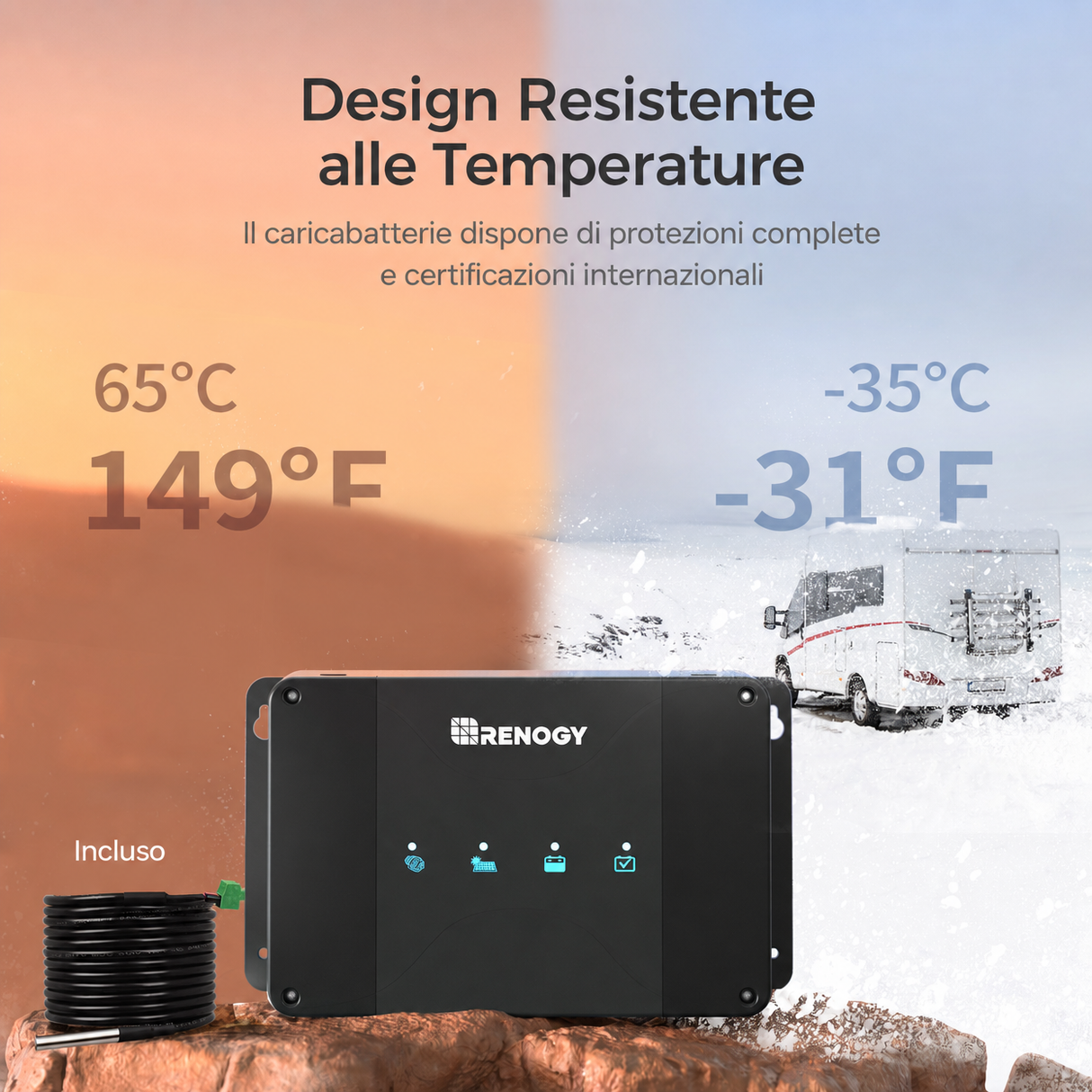 Renogy 12V 50A/30A Caricabatterie DC-DC Design Resistente
alle Temperature