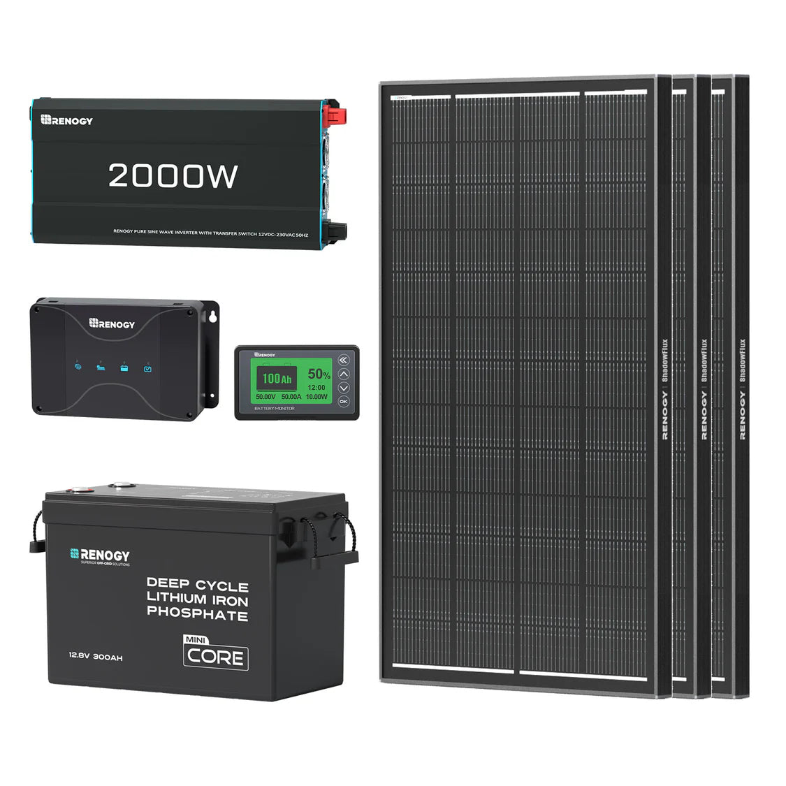 3,84 kWh Kit di Alimentazione per Caravan | Inverter 2000W, Caricabatterie da 50A