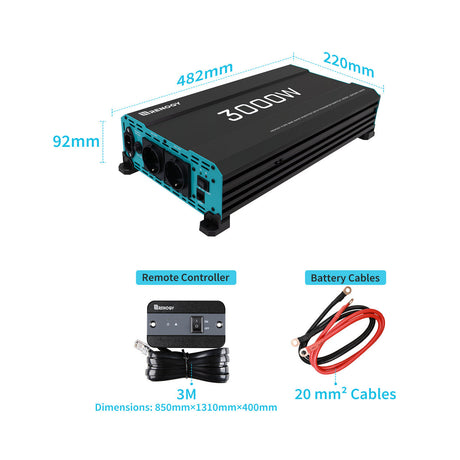 Inverter 12V a Onda Sinusoidale Pura – 1000W / 2000W / 3000W | Convertitore di Corrente per Camper, Barca e Sistemi Solari