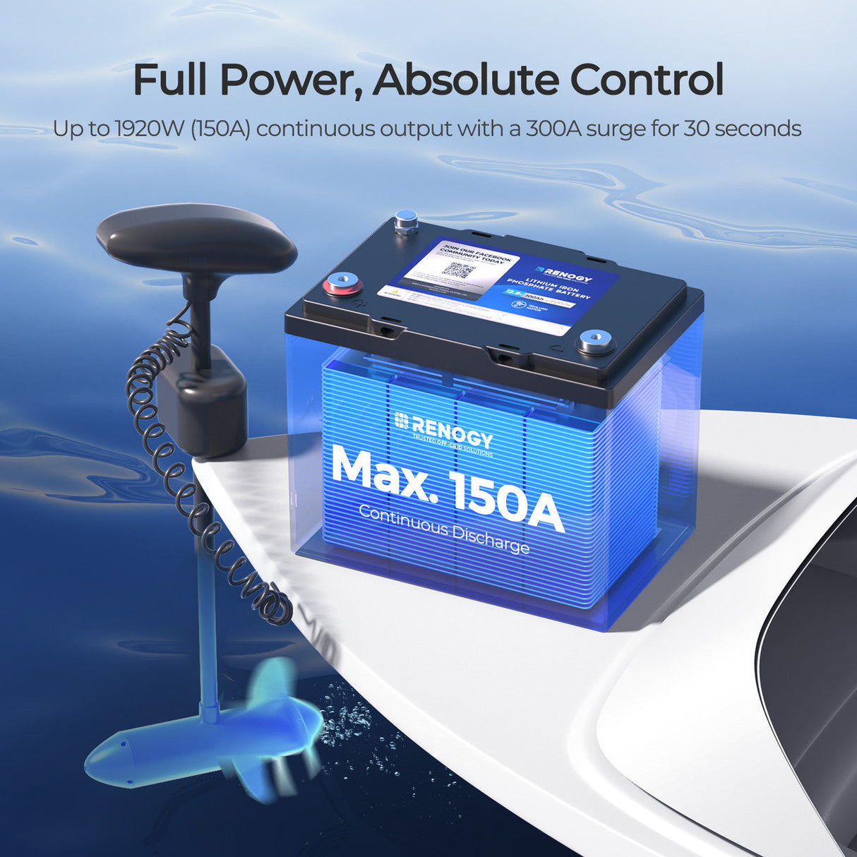 Core - 12V 100Ah Trolling Motor Group 24 LiFePO4 Batteria w/ Bluetooth