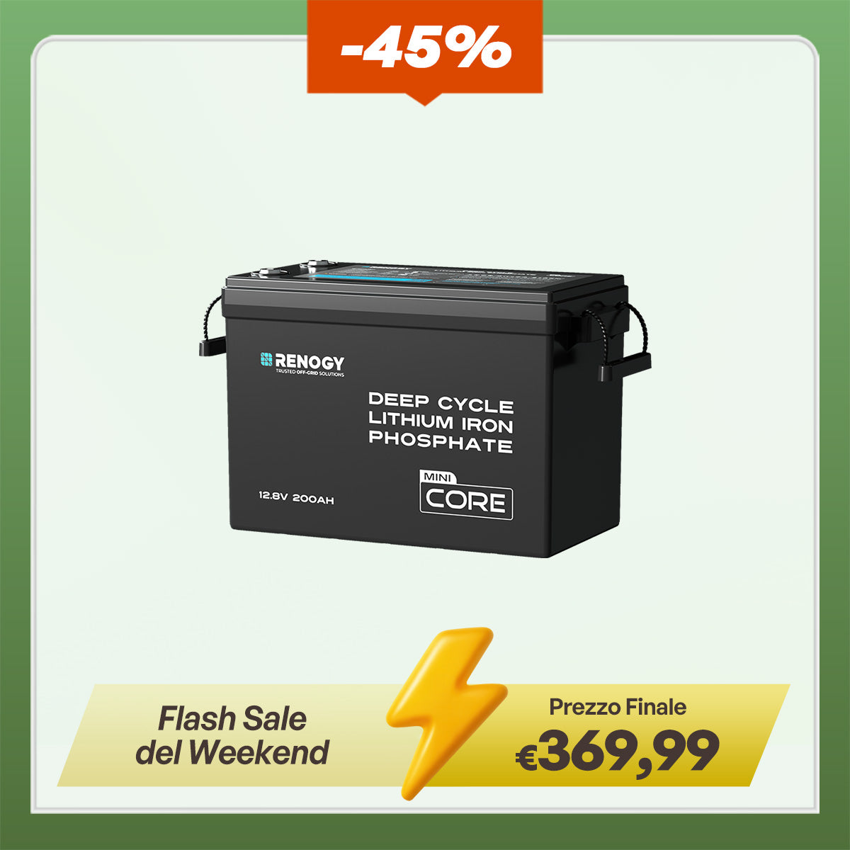 Core Mini – Batteria LiFePO4 12,8V 200Ah con Protezione a Bassa Temperatura