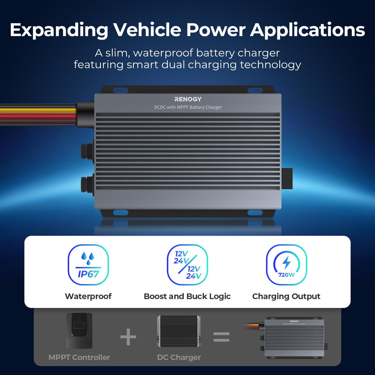 12V/24V IP67 50A DC-DC Battery Charger with MPPT | Renogy EU