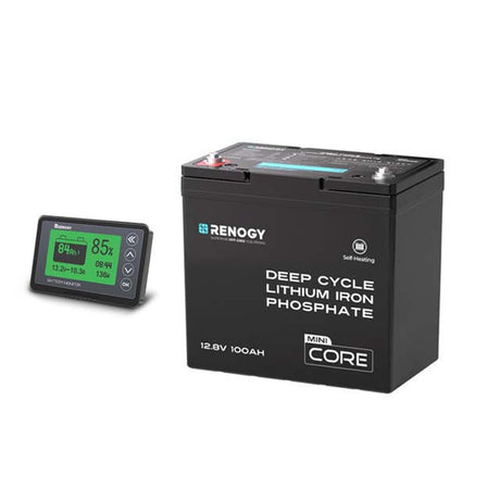 Renogy Core Mini - 12V 100Ah Batteria al Litio LiFePO₄ Con Monitor 