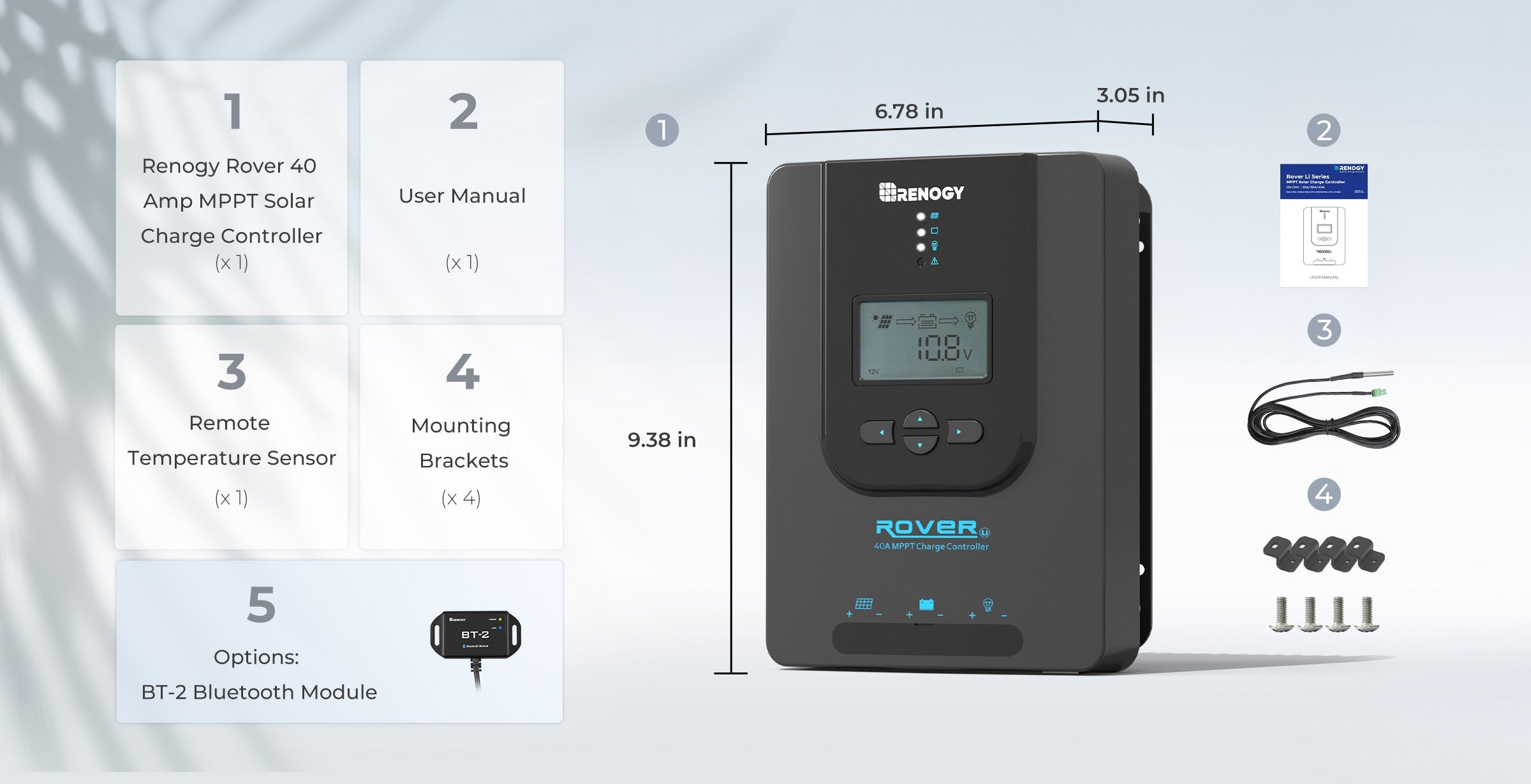 Rover Li 40 Amp MPPT Solar Charge Controller | Renogy Solar