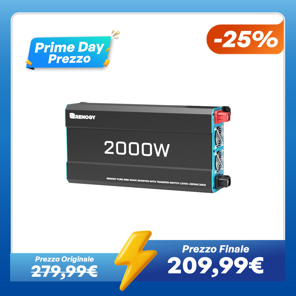 Inverter 12V a Onda Sinusoidale Pura 2000W