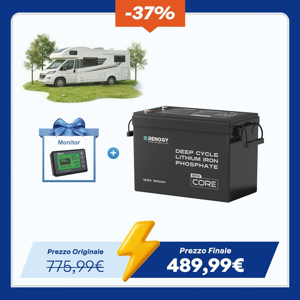 Core Mini - 12V 300Ah Batteria al Litio LiFePO₄