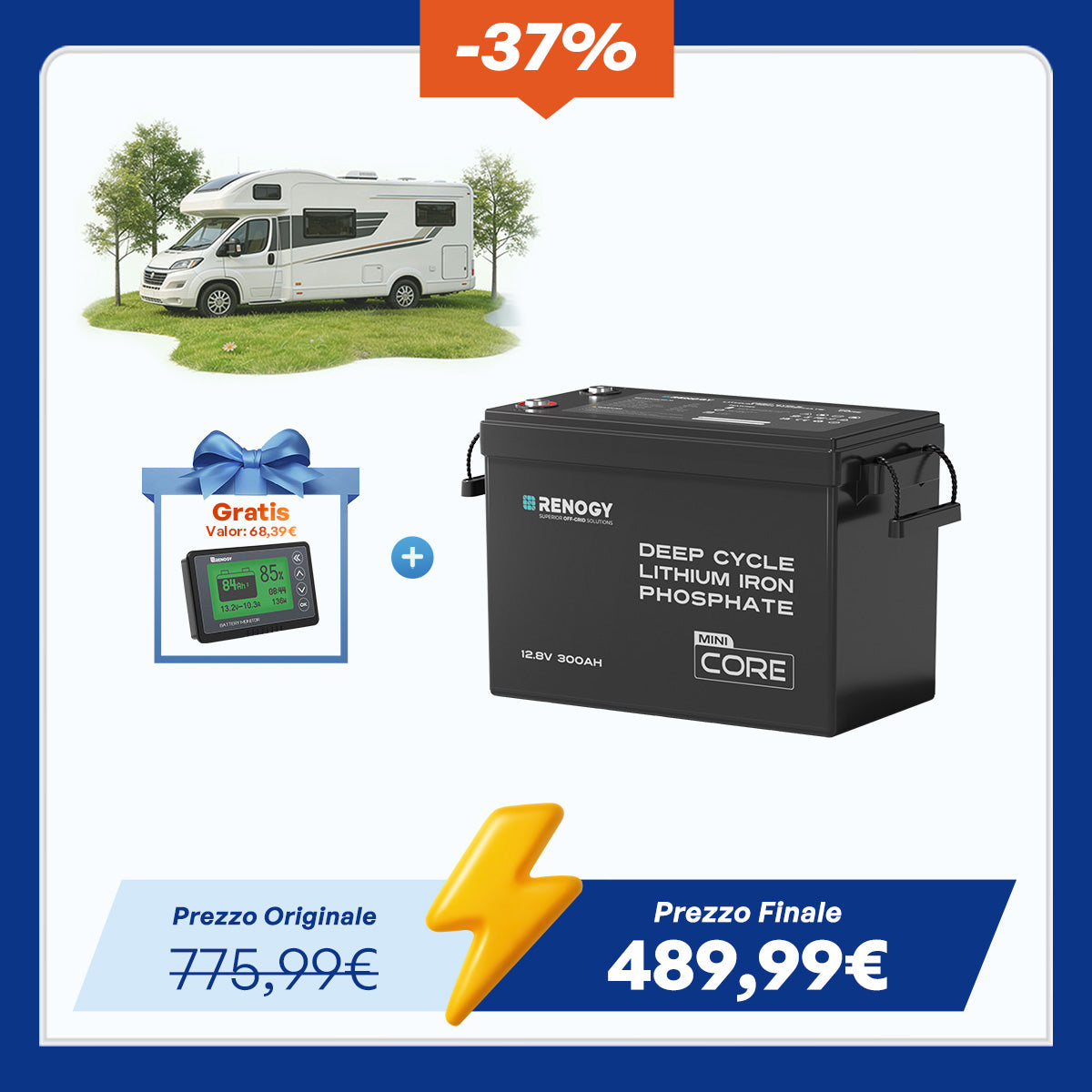Core Mini - 12V 300Ah Batteria al Litio LiFePO₄