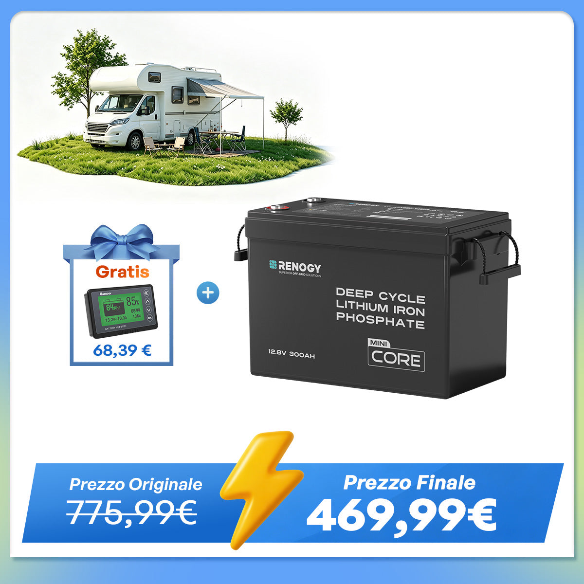 Core Mini - 12V 300Ah Batteria al Litio LiFePO₄