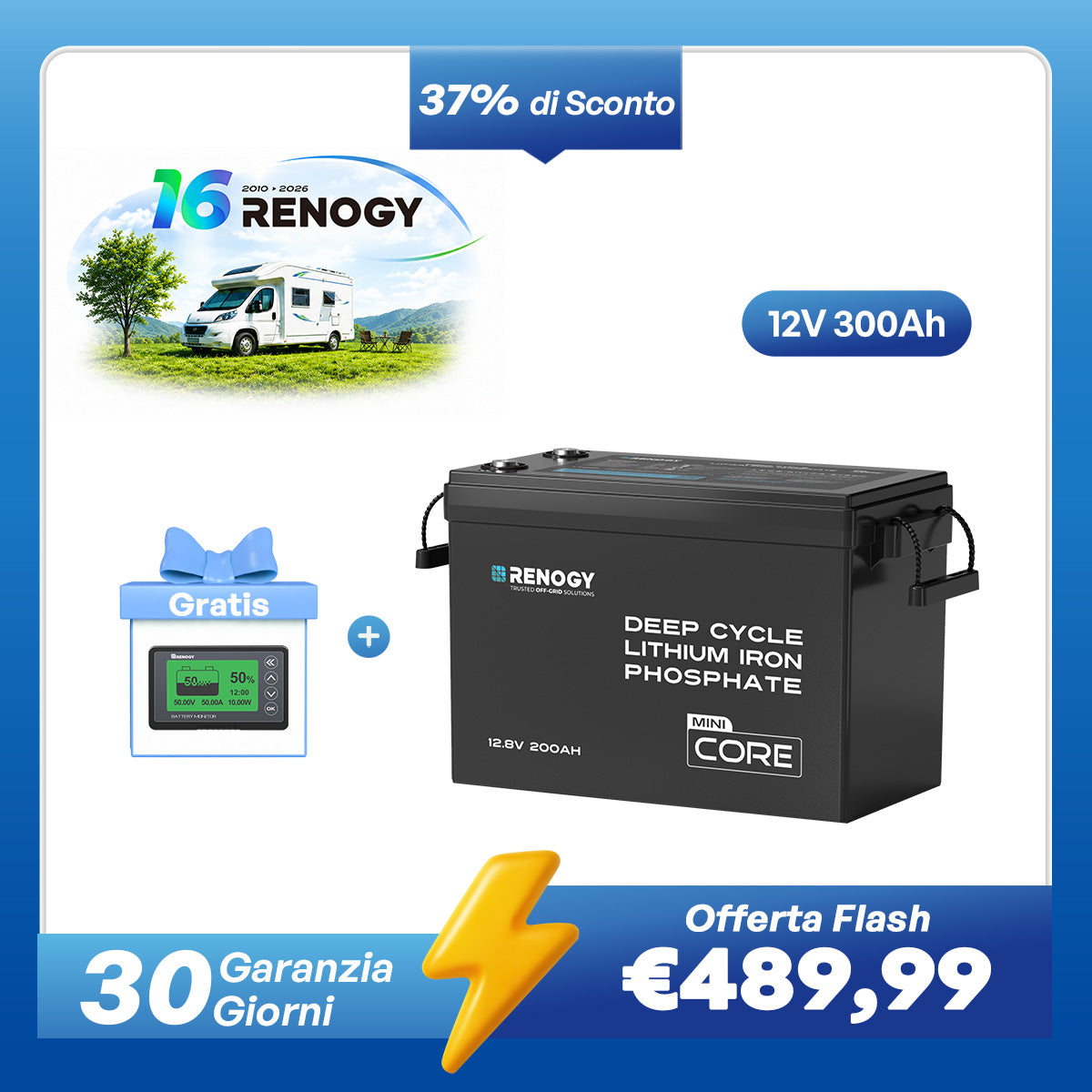 Core Mini - 12V 100Ah / 200Ah / 300Ah Batteria al Litio LiFePO₄