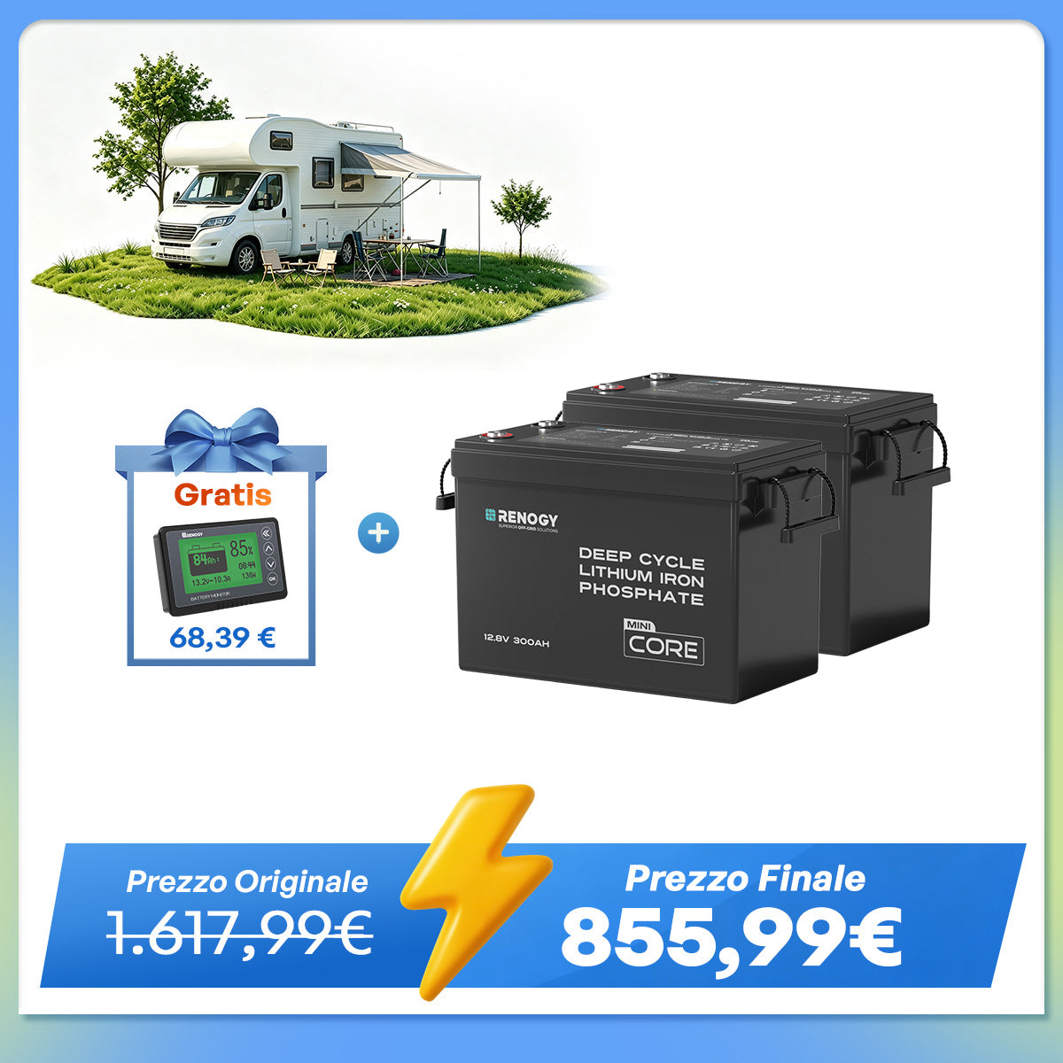 Core Mini - 12V 300Ah Batteria al Litio LiFePO4