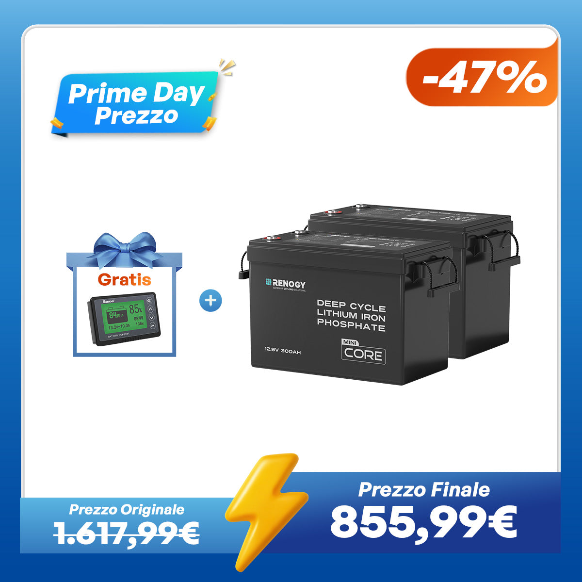 Core Mini - 12V 300Ah Batteria al Litio LiFePO₄