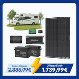 5,12 kWh Kit di Alimentazione per Caravan | Inverter 3000W, Batteria Al Litio Ferro Fosfato 200Ah *2