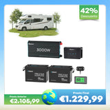 5,12 kWh Kit di Alimentazione per Caravan | Inverter 3000W, Batteria Al Litio Ferro Fosfato 200Ah *2