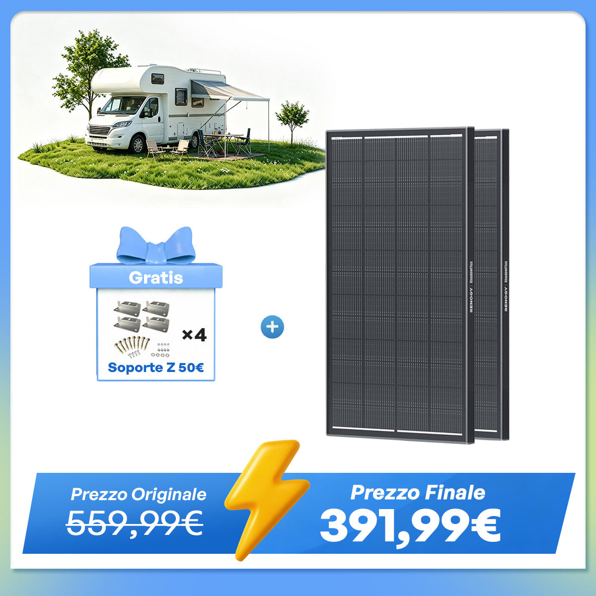 ShadowFlux 12V 200W Pannello Solare Anti-Shadow