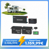 5,12 kWh Kit di Alimentazione per Caravan | Inverter 3000W, Batteria Al Litio Ferro Fosfato 200Ah *2