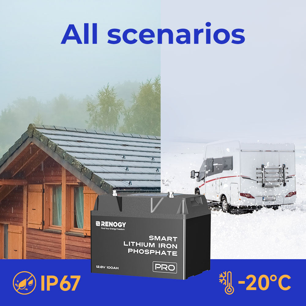 Batteria al Litio LiFePO₄ 12V 100Ah Pro Deep Cycle – con Bluetooth e Funzione Auto-Riscaldante